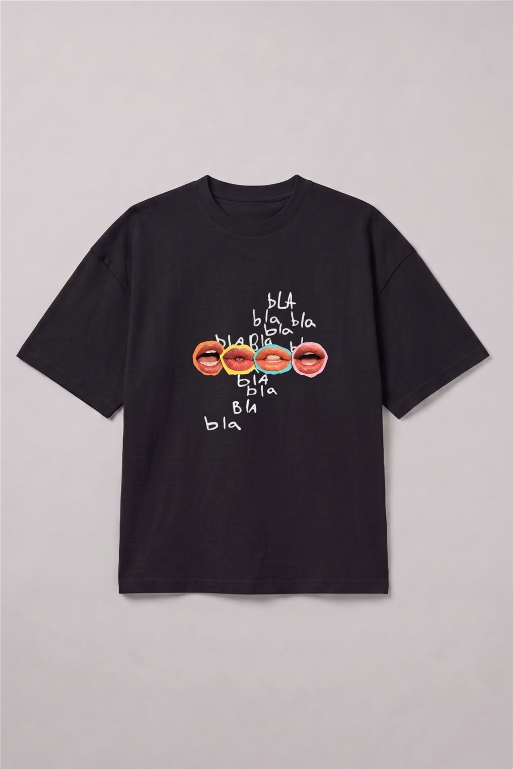 Bla Bla Oversize Siyah T-Shirt