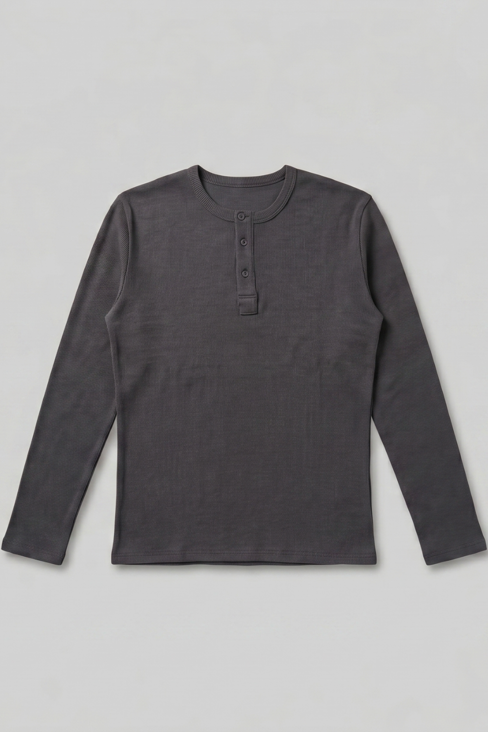 Erkek Antrasit Henley  T-Shirt