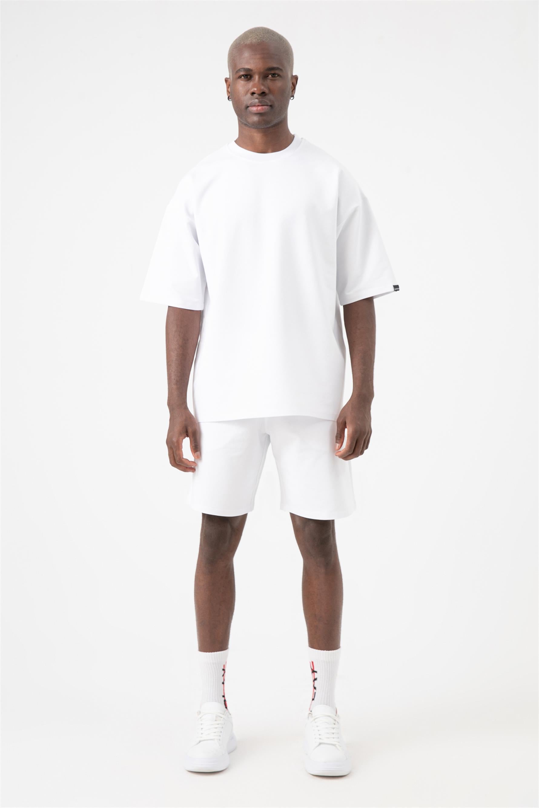 Erkek Base Beyaz Şort