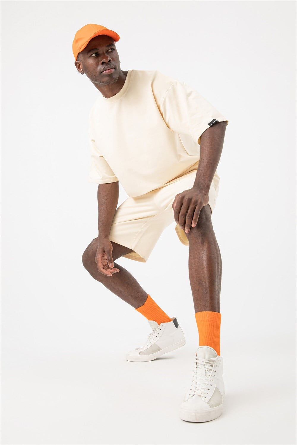 Erkek Base Oversize Krem T-Shirt