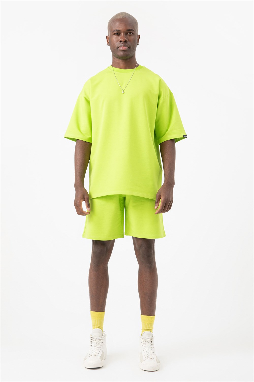 Erkek Base Oversize Lime Yeşili T-Shirt - Gotham.com.tr