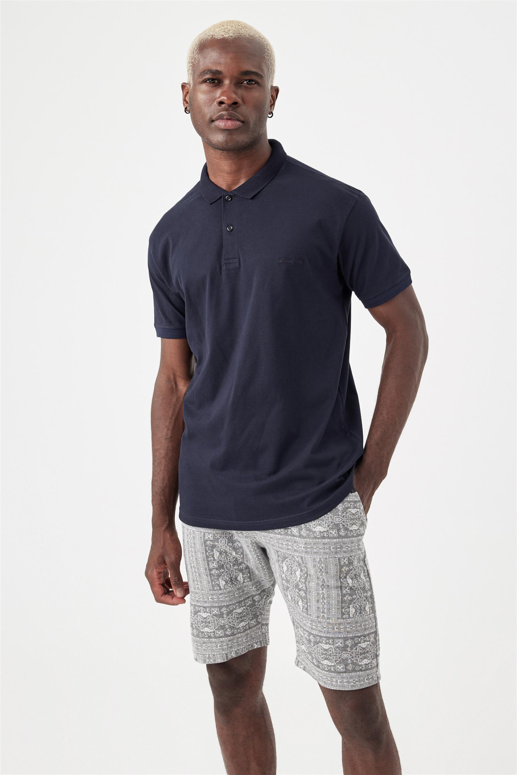 Erkek Base Polo Yaka Lacivert T-Shirt