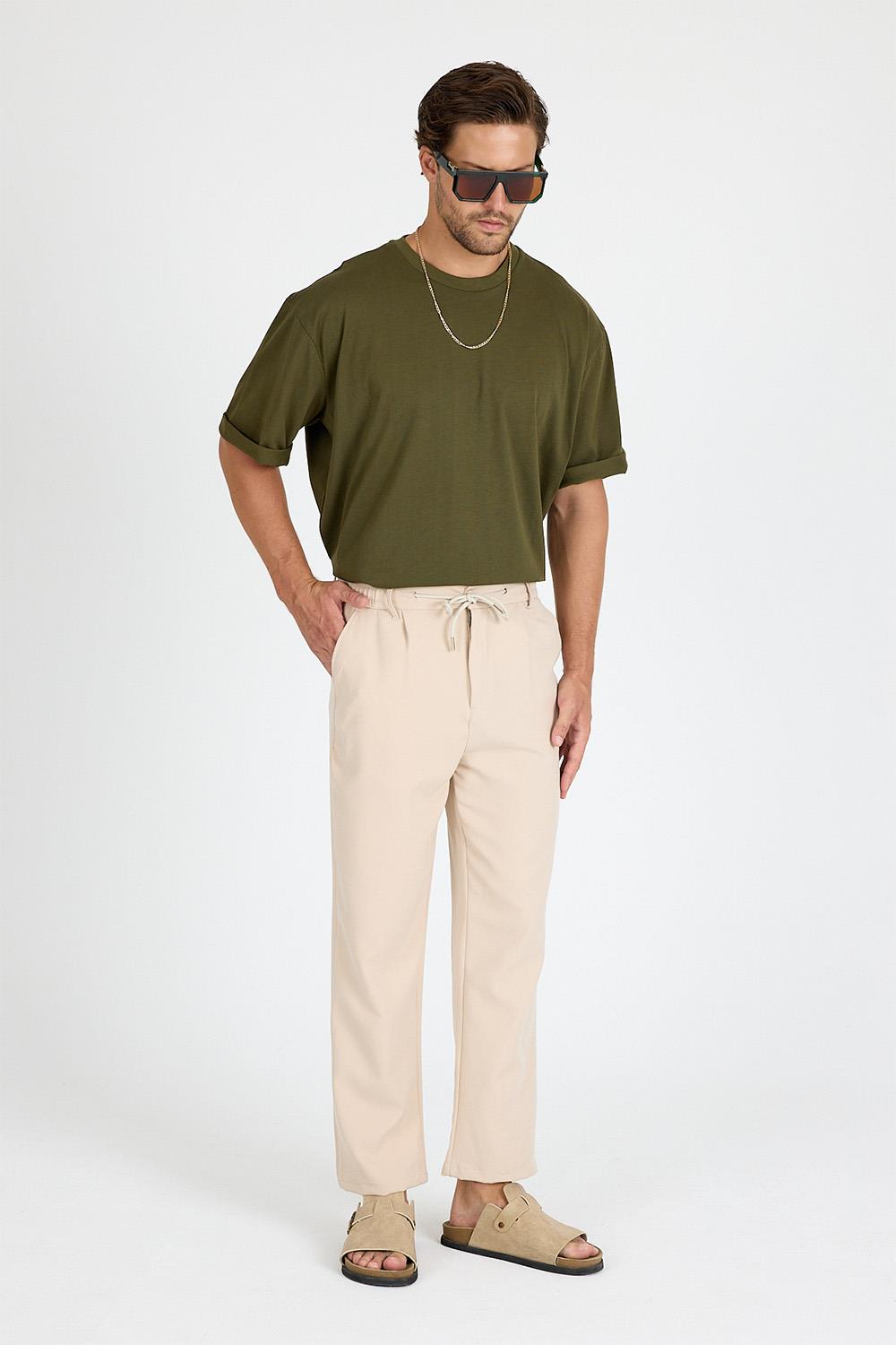 Erkek Bej Baggy Pantolon