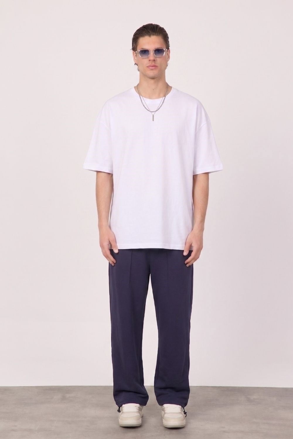 Erkek Blank Oversize Beyaz T-Shirt