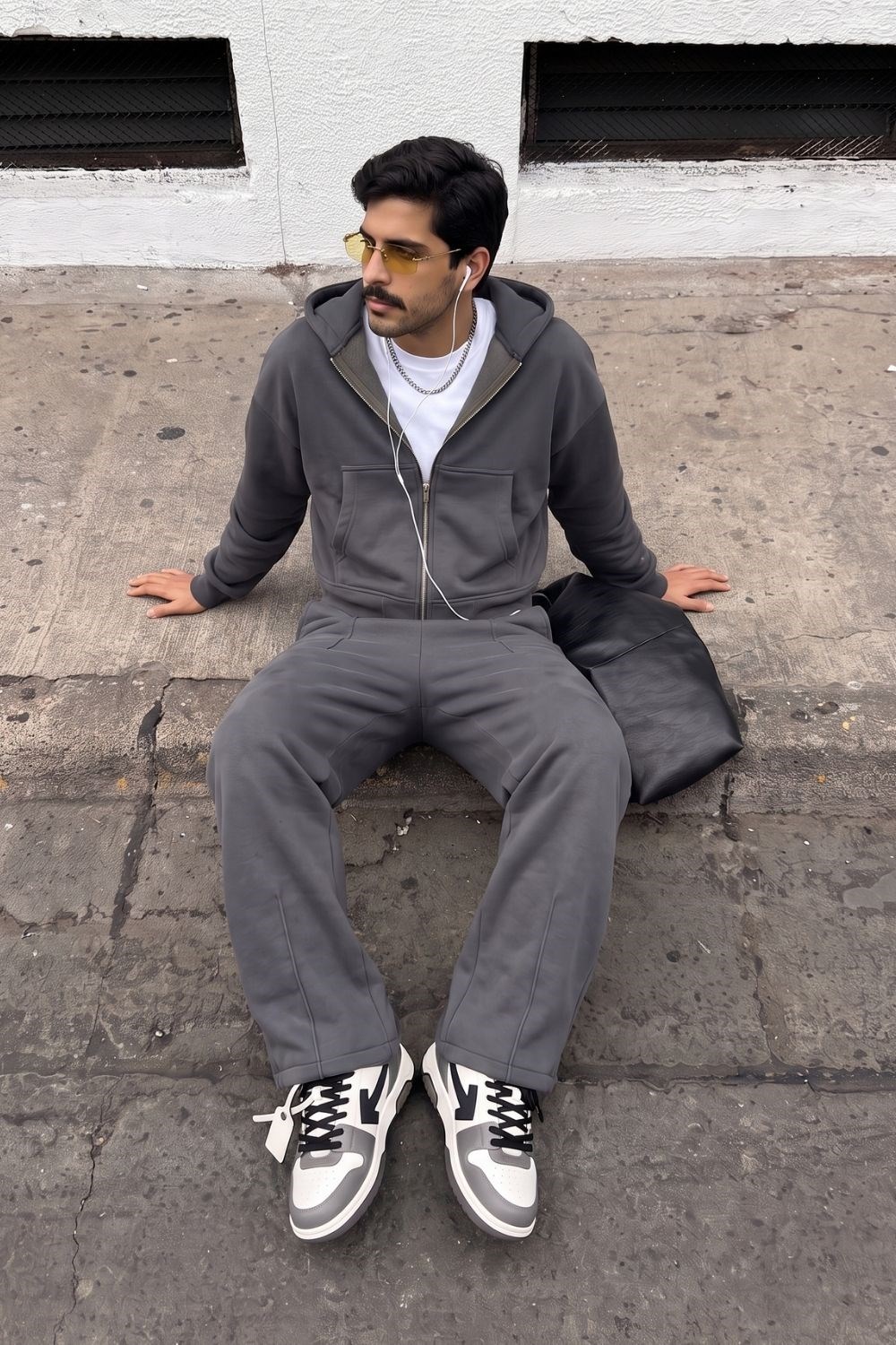 Erkek Boxy Oversize Fermuarlı Chill Antrasit Sweatshirt