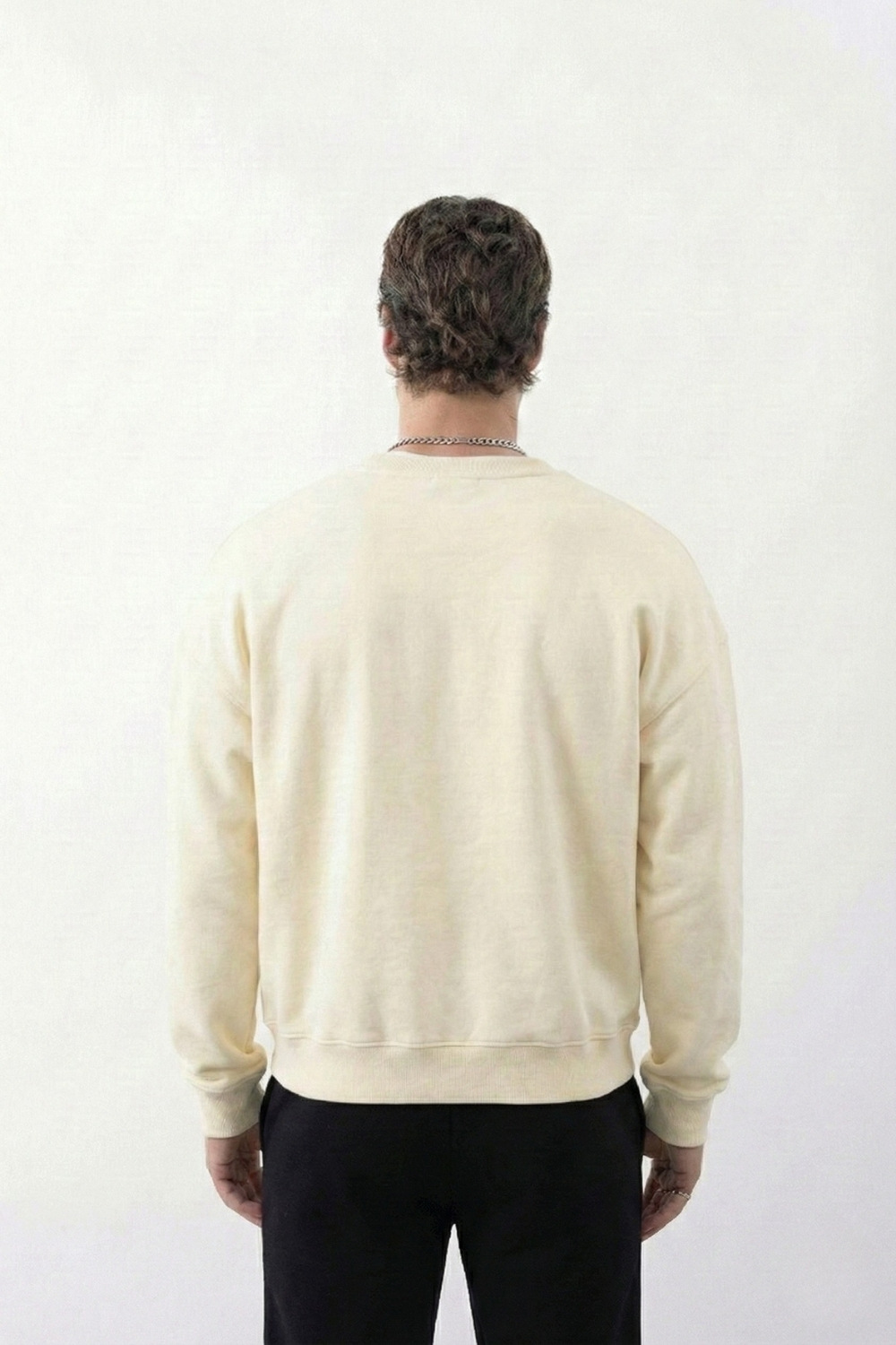 Erkek Boxy Oversize Vanilya Sarısı Sweatshirt · 3