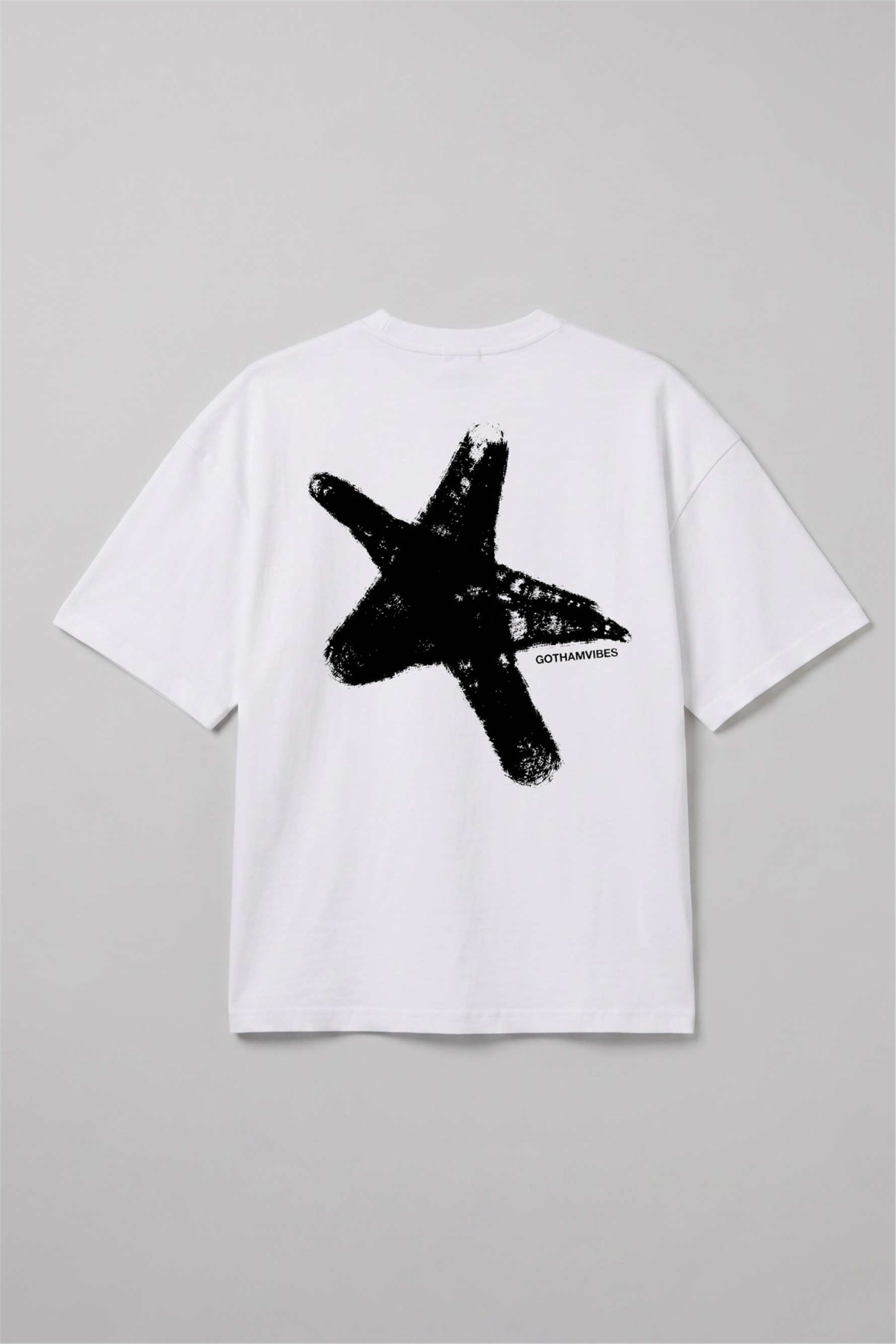Erkek Boxy Star Beyaz Premium T-Shirt