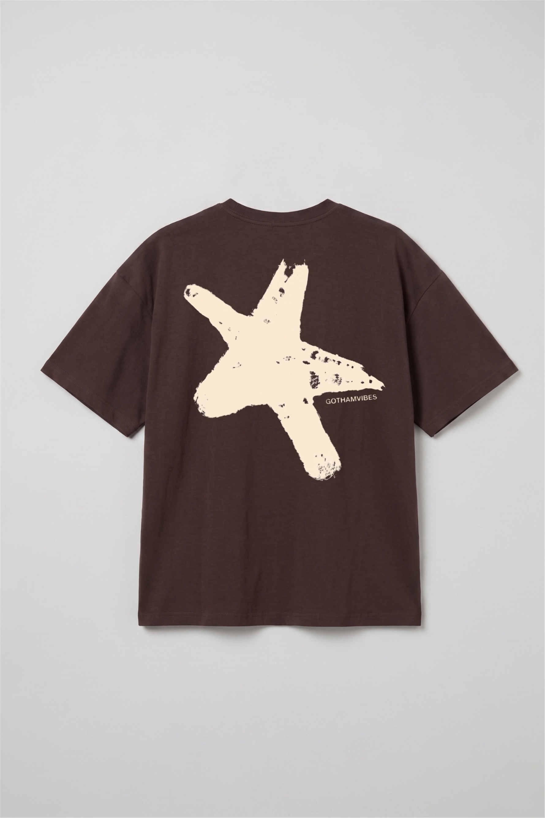 Erkek Boxy Star Kahverengi Premium T-Shirt