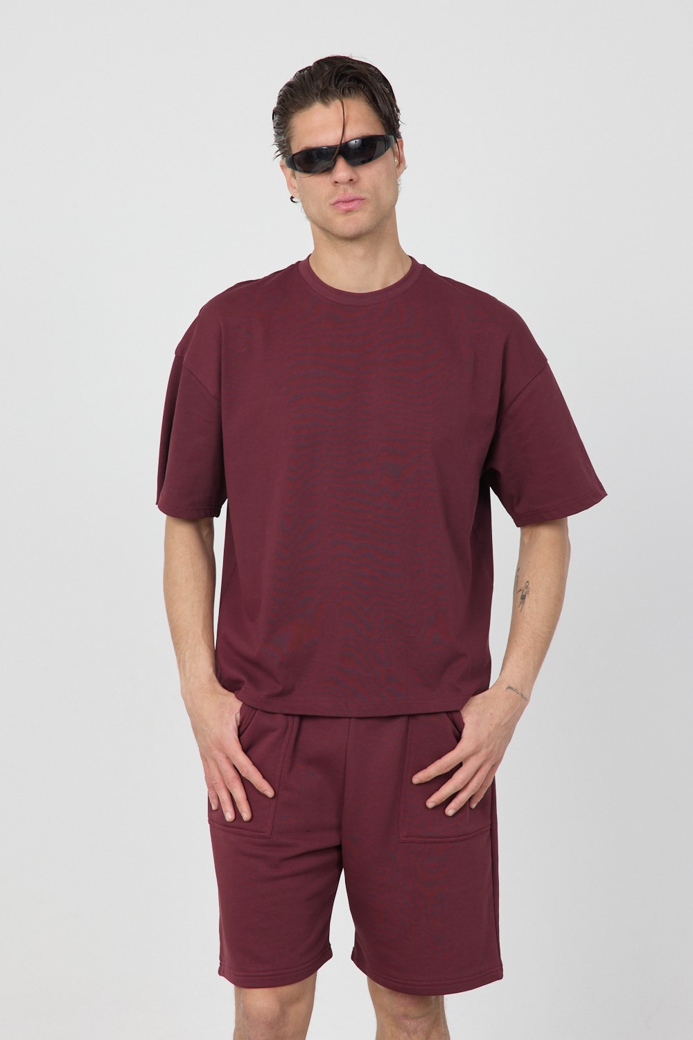 Erkek Chill Boxy Premium Bordo T-Shirt · 10