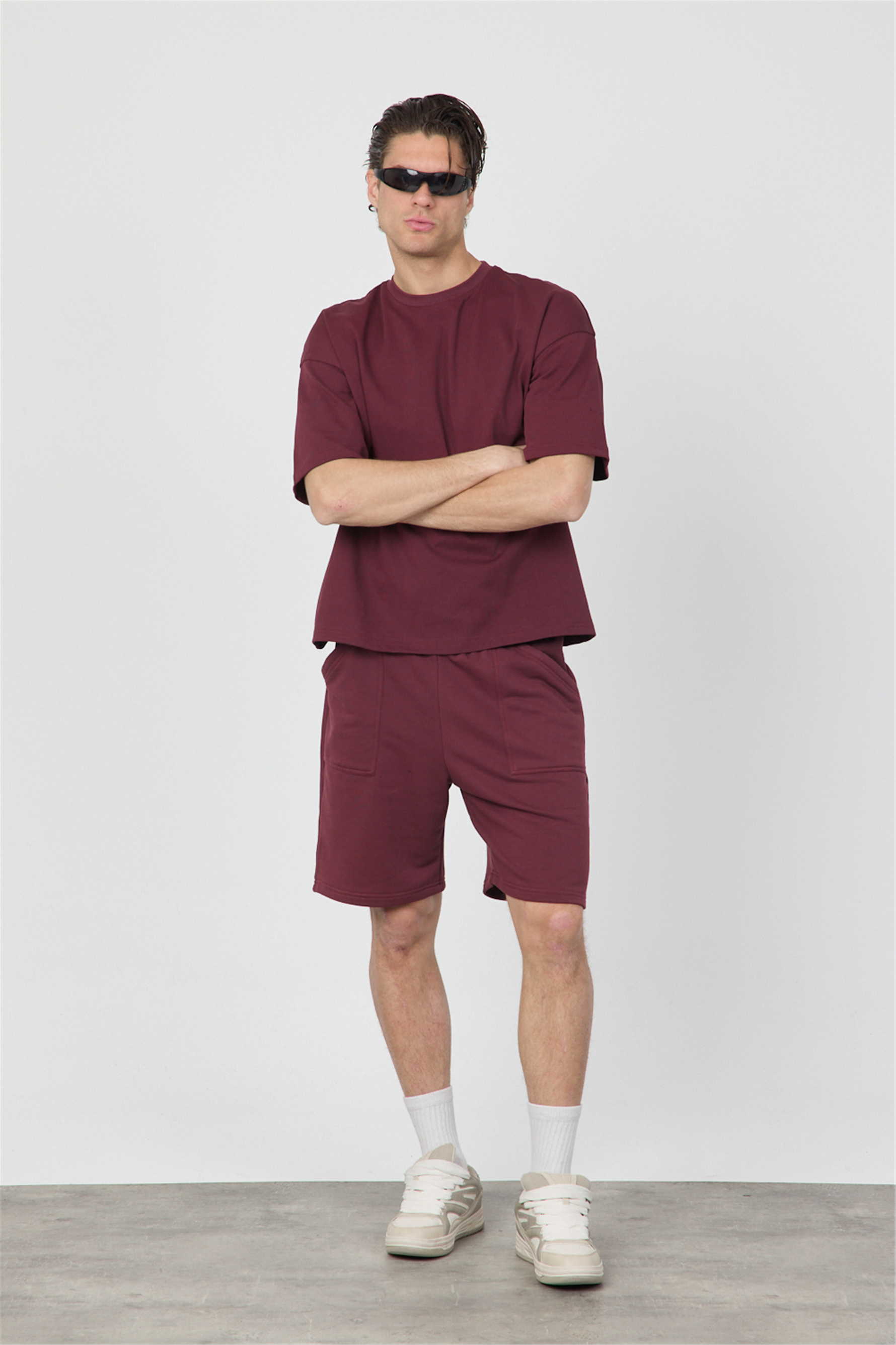 Erkek Chill Boxy Premium Bordo T-Shirt · 12