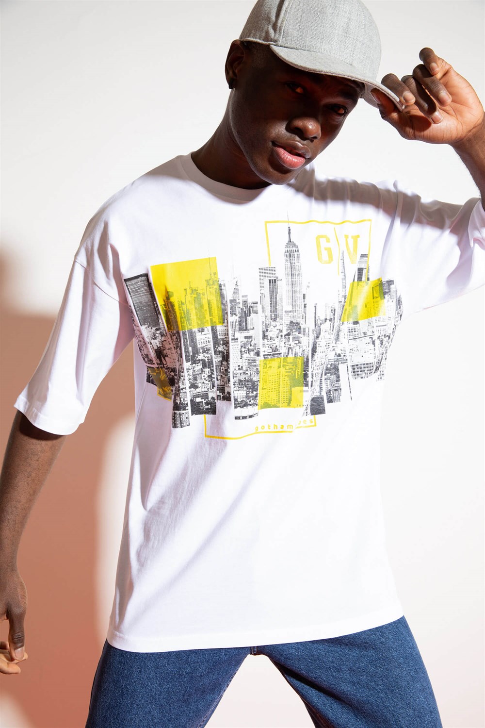 Erkek City Oversize Beyaz T-Shirt