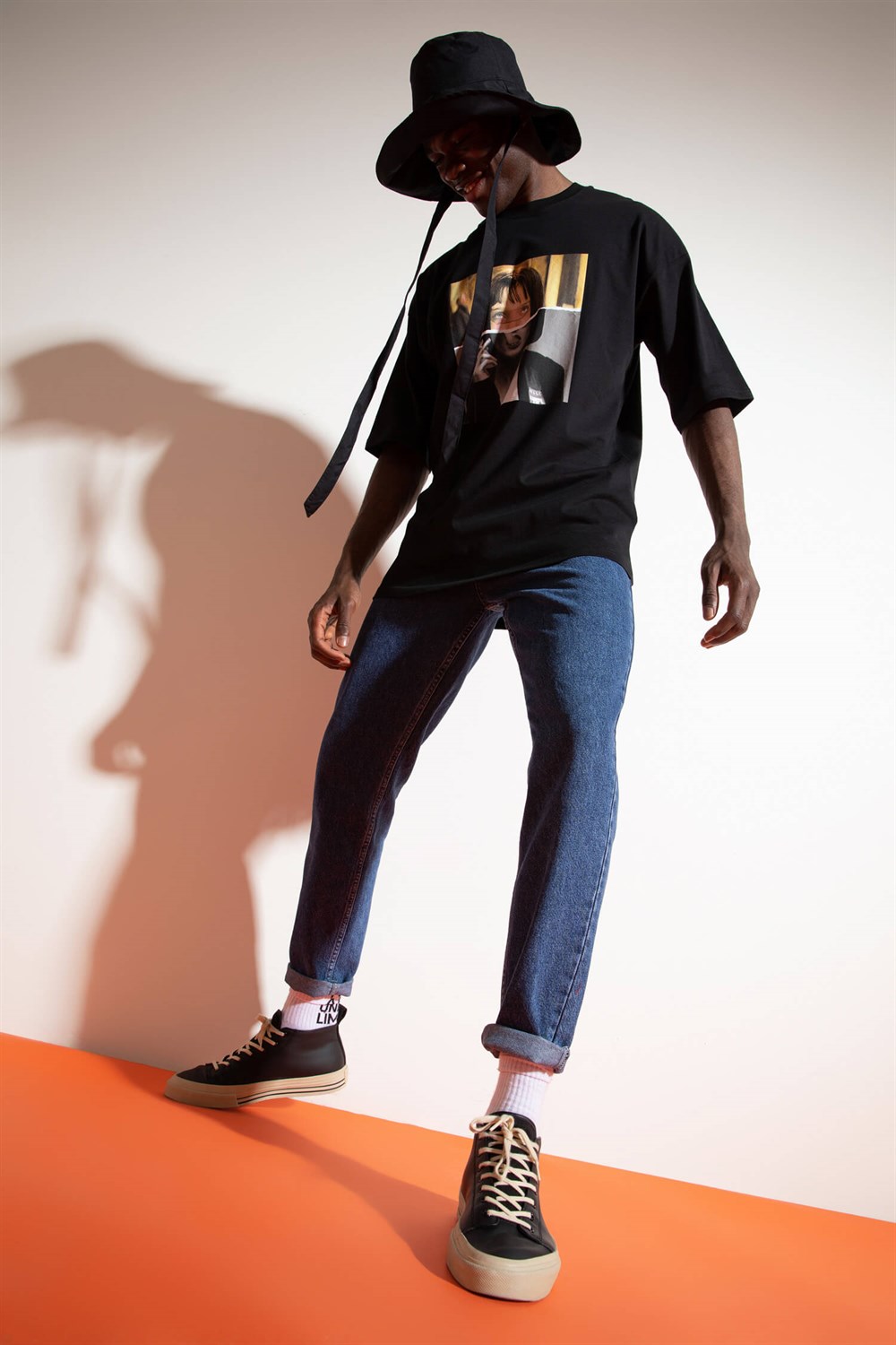 Erkek Club Oversize Siyah T-Shirt