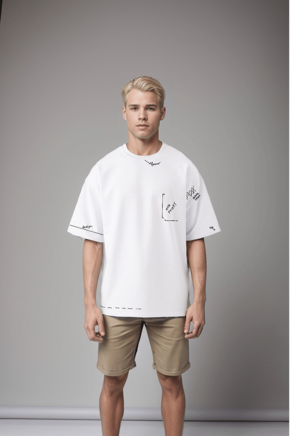Erkek Design Here Beyaz T-Shirt