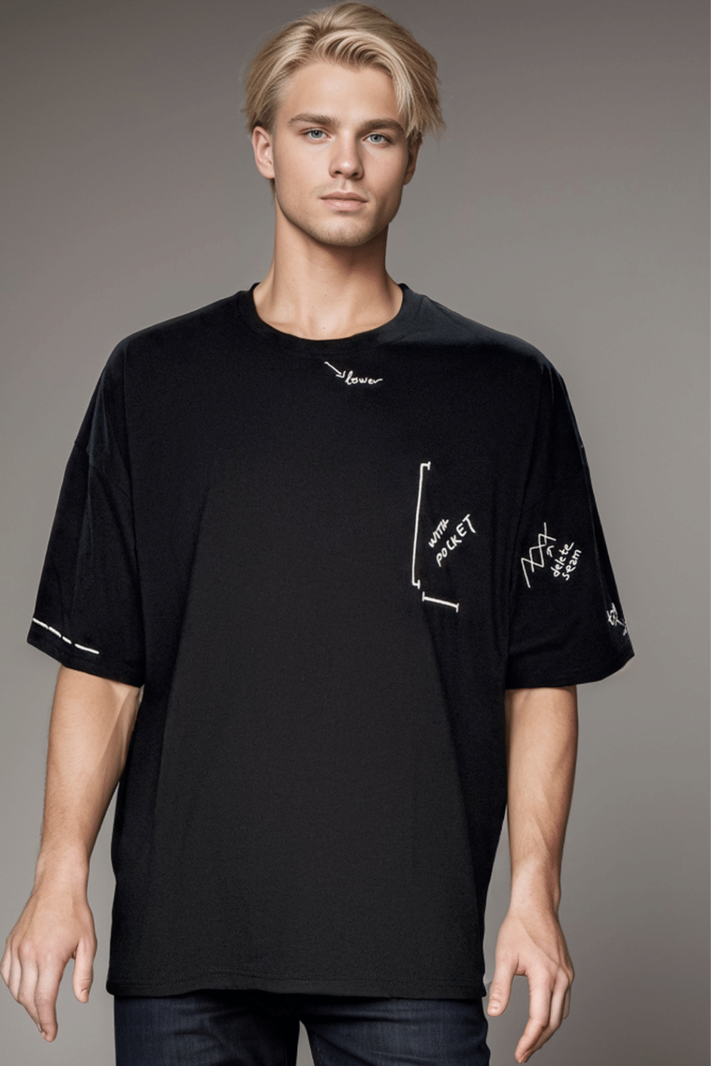 Erkek Design Here Siyah T-Shirt