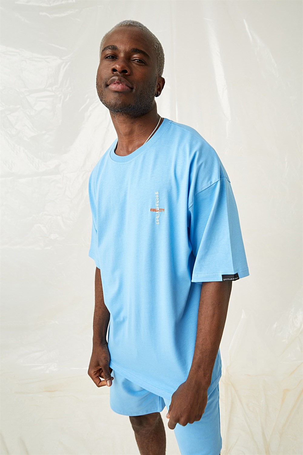 Erkek Equality Oversize Açık Mavi T-Shirt