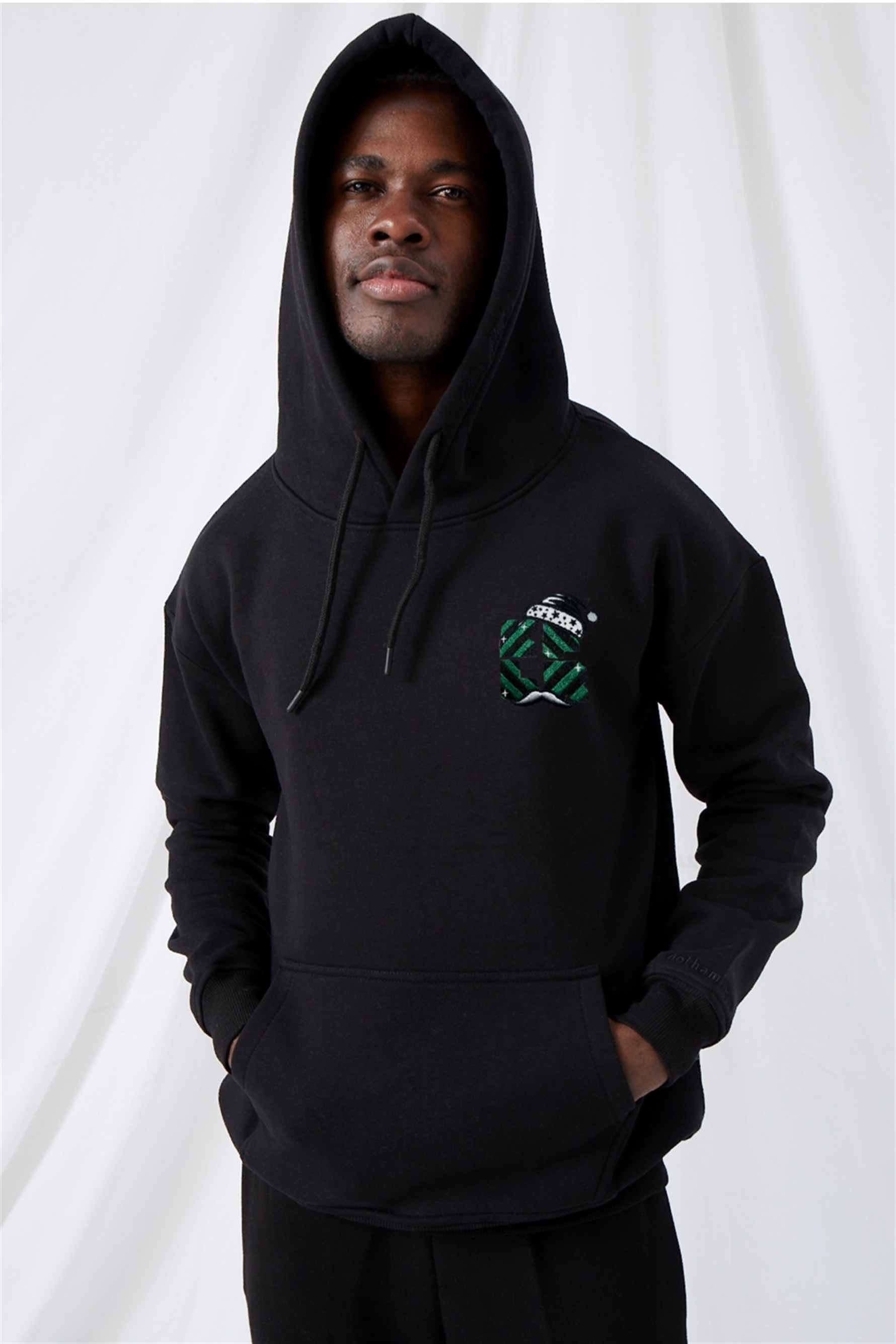 Erkek gothamVibes X Kafalar Oversize Siyah Hoodie Sweatshirt