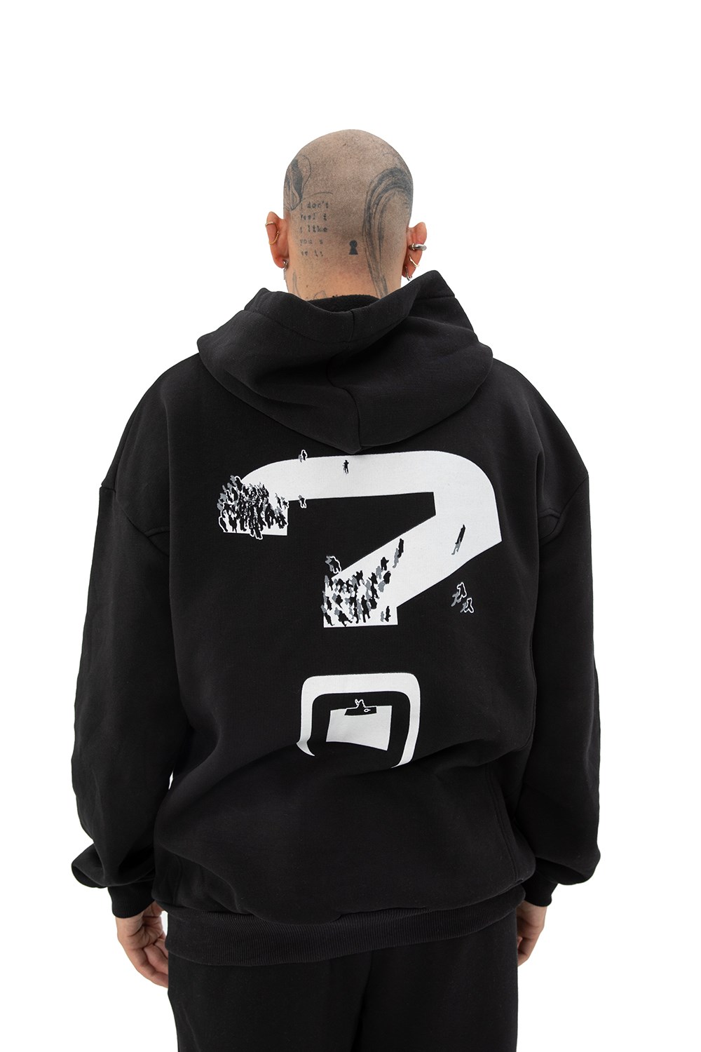 Erkek gothamVibes X Pinç Oversize Siyah Hoodie Sweatshirt