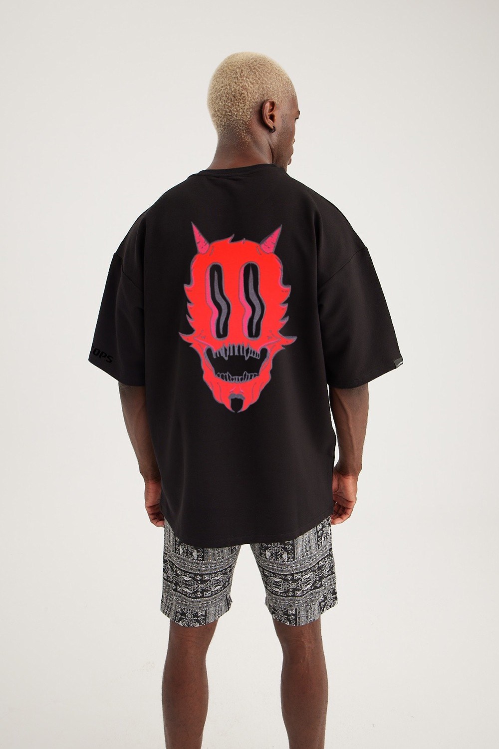 Erkek gothamVibes X Scops Devil Oversize Siyah T-Shirt - Gotham.com.tr