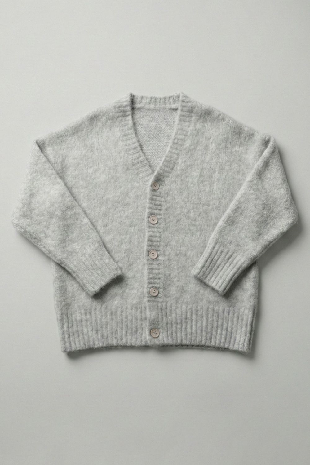 Erkek Gri Oversize Sakallı Düğmeli Hırka