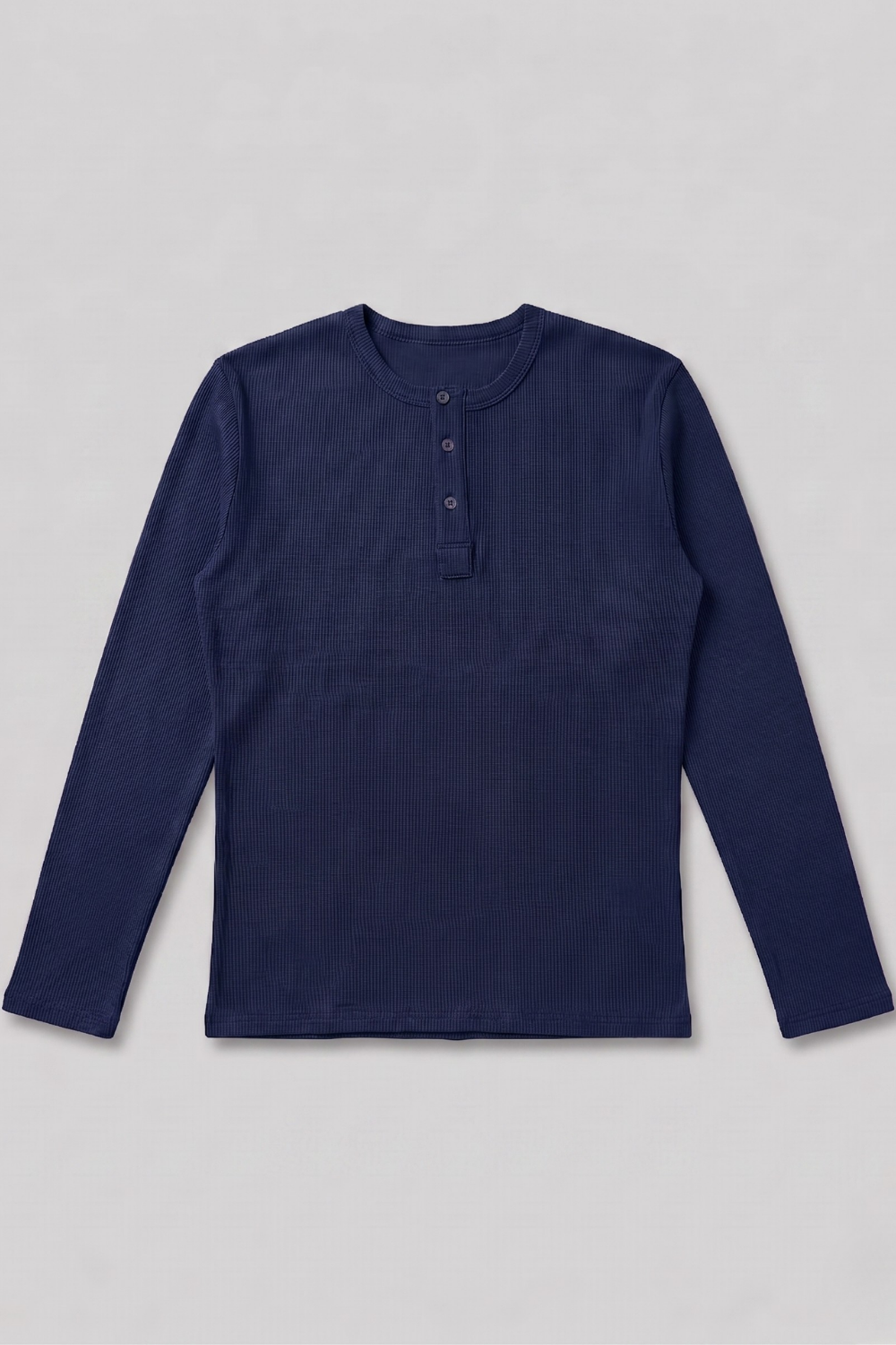 Erkek Lacivert Henley  T-Shirt