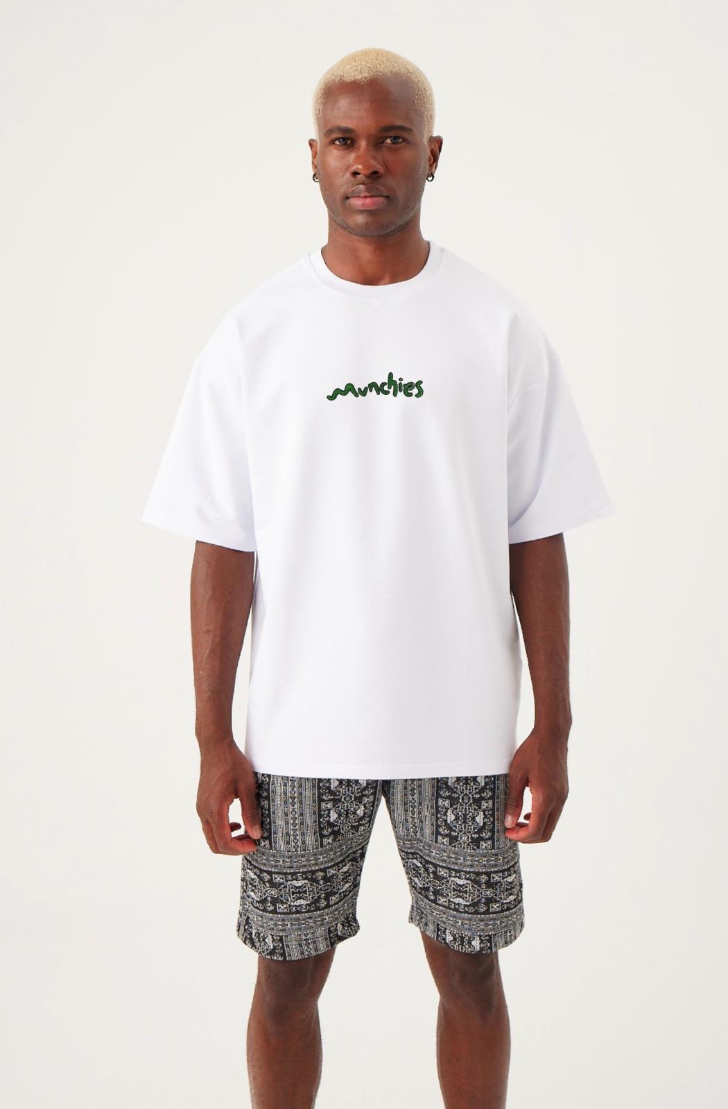 Erkek Munchies Oversize Beyaz T-Shirt