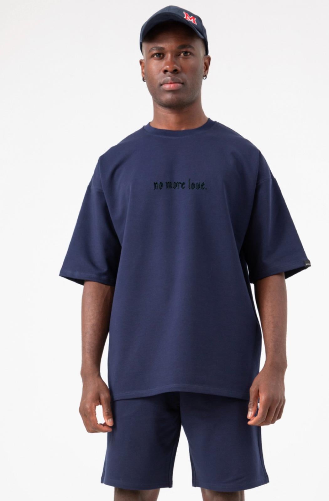 Erkek No More Love Oversize Lacivert T-Shirt