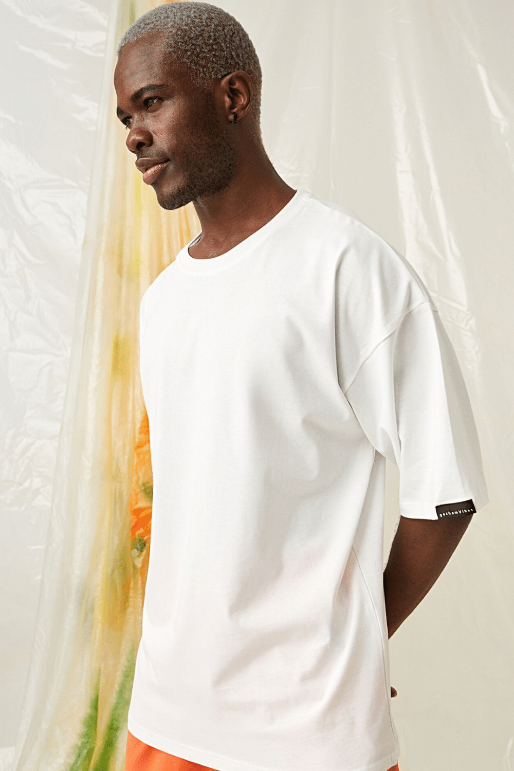 Erkek Plain Oversize Beyaz T-Shirt