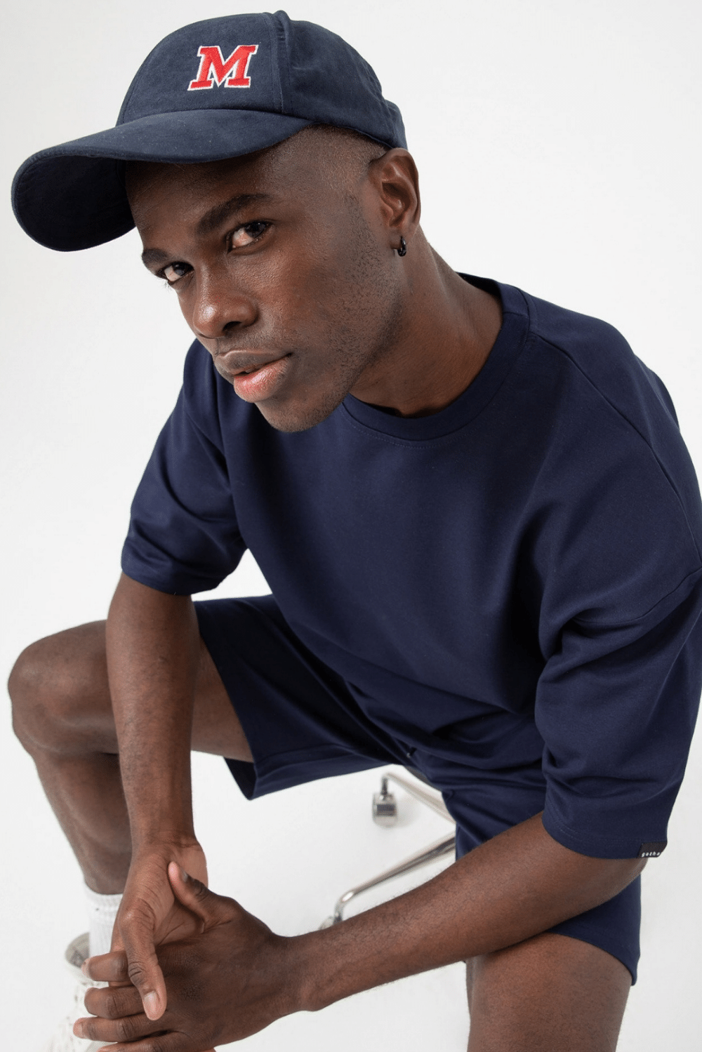 Erkek Plain Oversize Lacivert T-Shirt