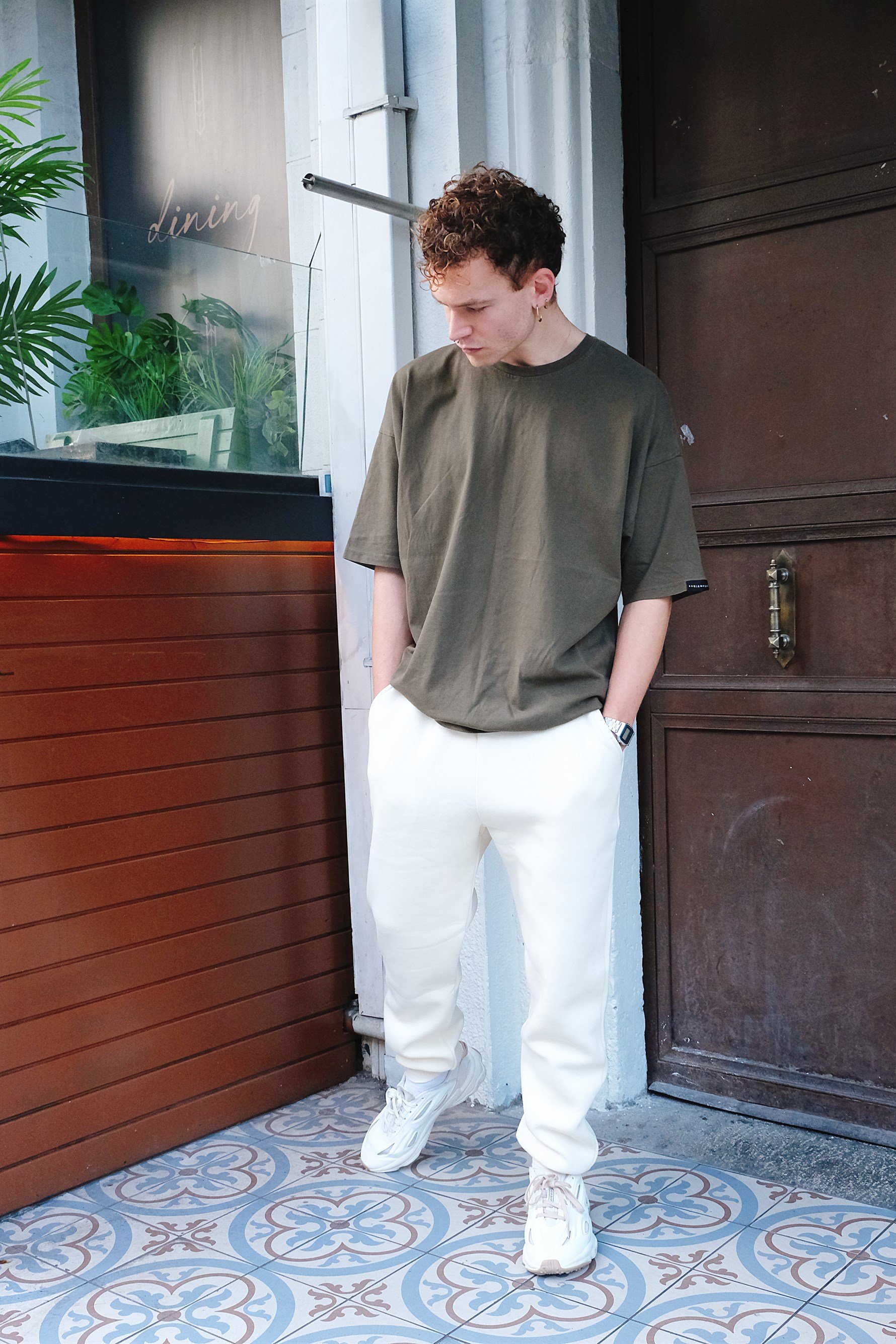 Erkek Rahat Kesim Krem Eşofman Alt