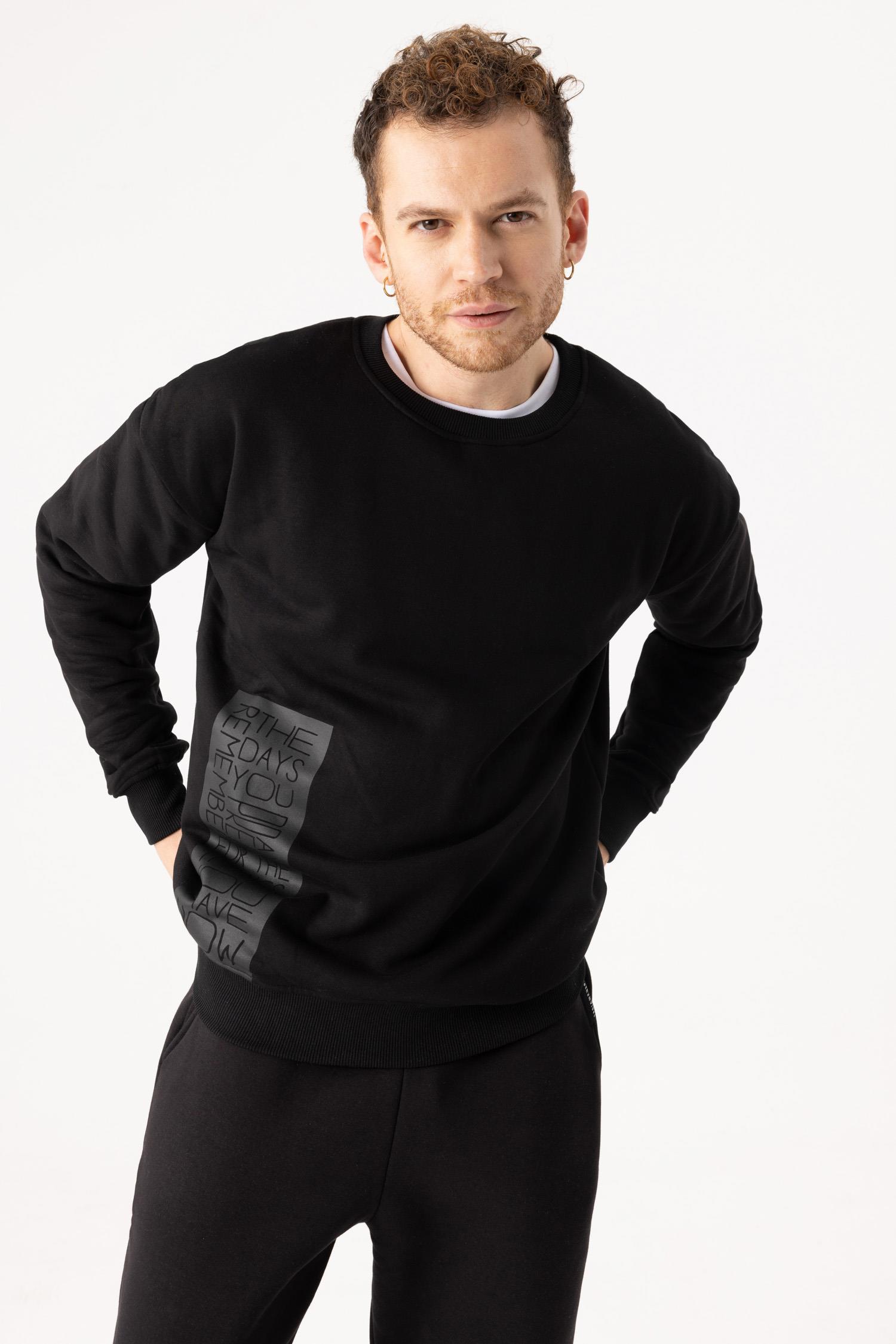 Erkek Remember Oversize Siyah Sweatshirt