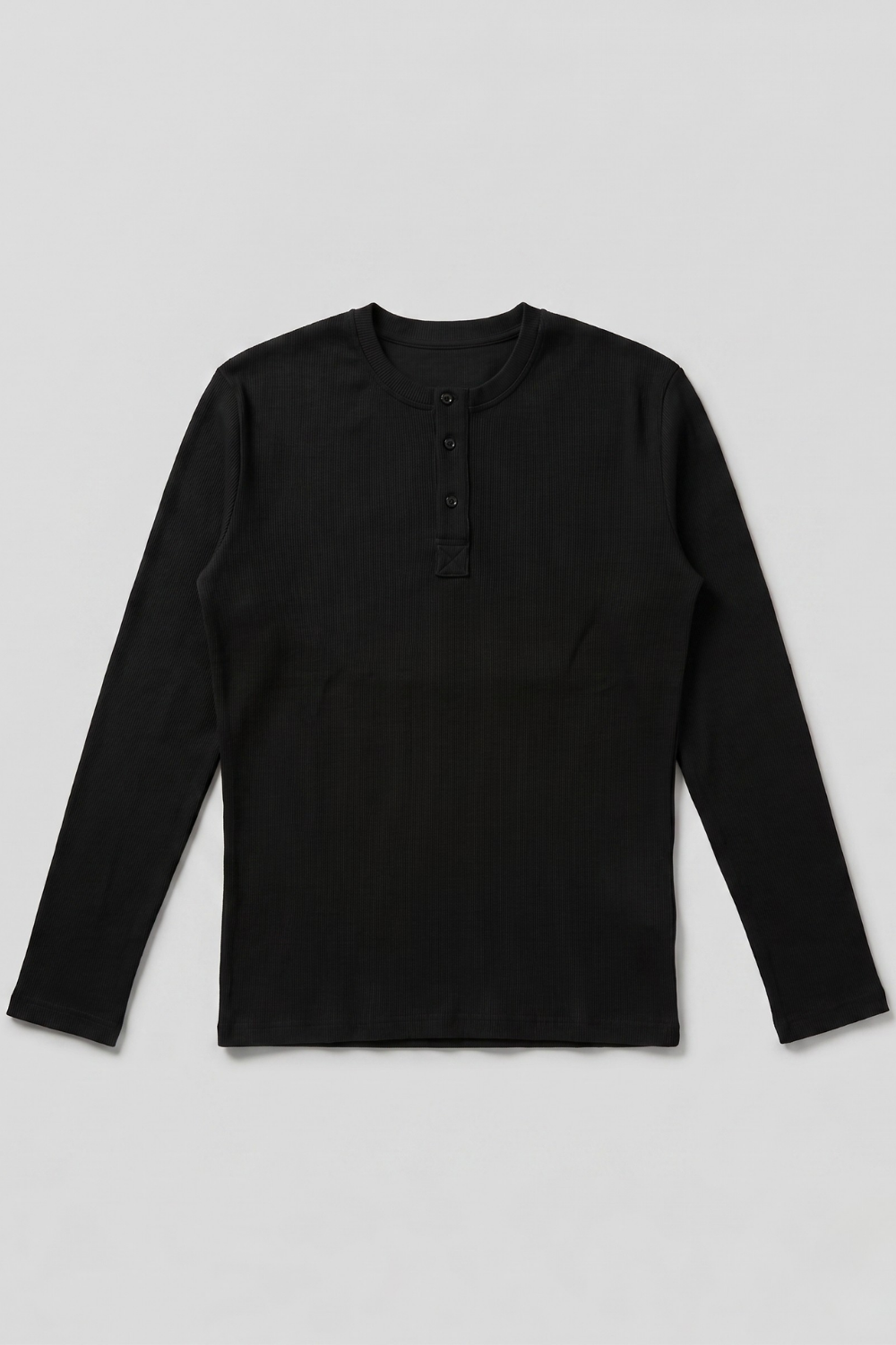 Erkek Siyah Henley  T-Shirt