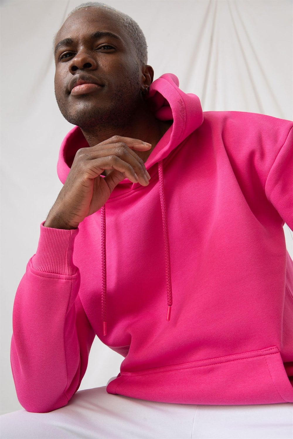 Erkek Stay Oversize Pembe Hoodie Sweatshirt - Gotham.com.tr