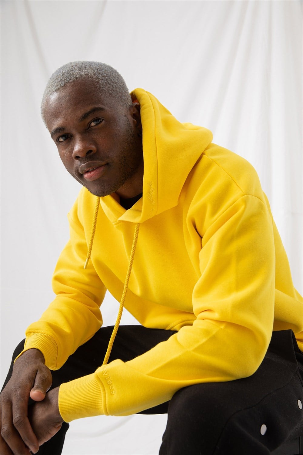 Erkek Stay Oversize Sarı Hoodie Sweatshirt