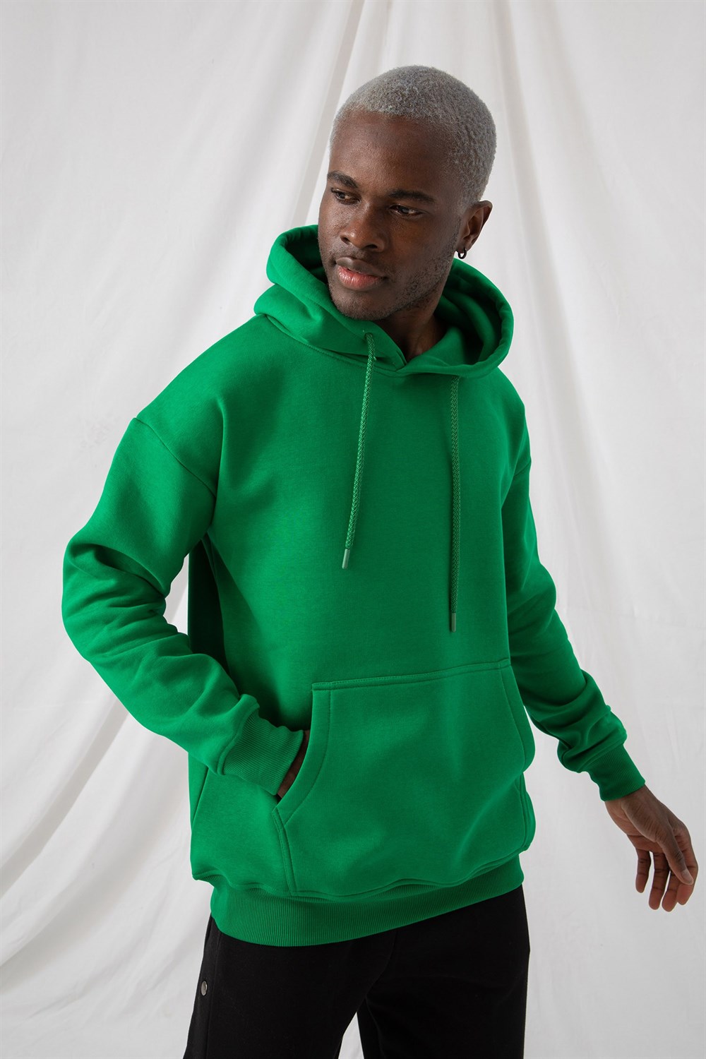 Erkek Stay Oversize Zümrüt Yeşili Hoodie Sweatshirt