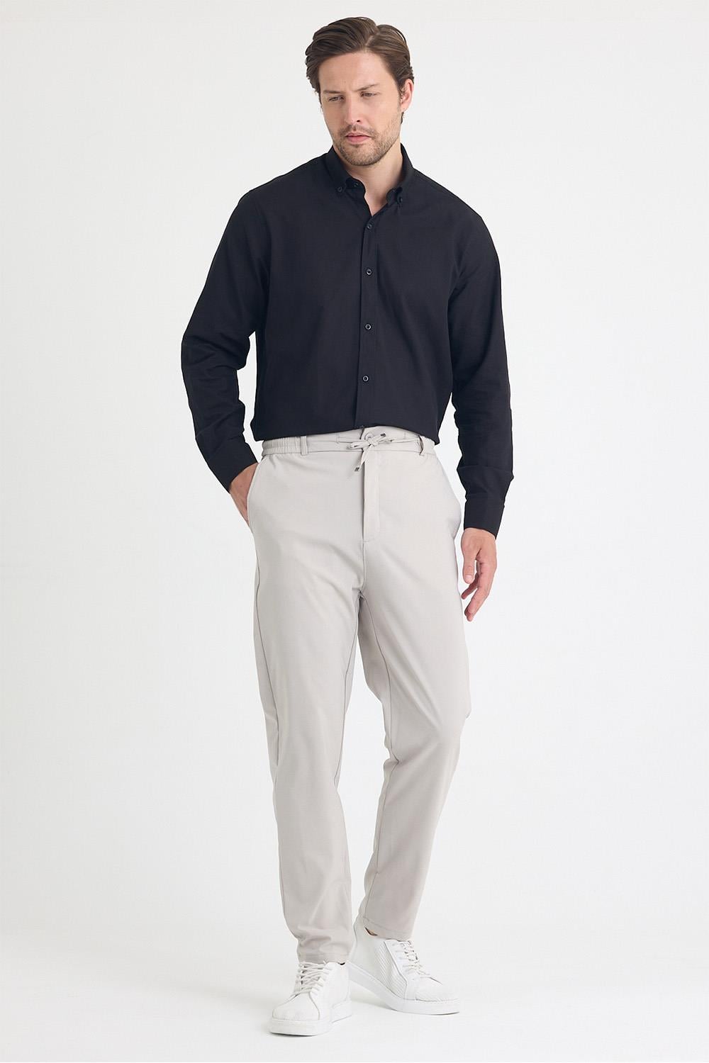 Erkek Taş Jogger Kumaş Pantolon