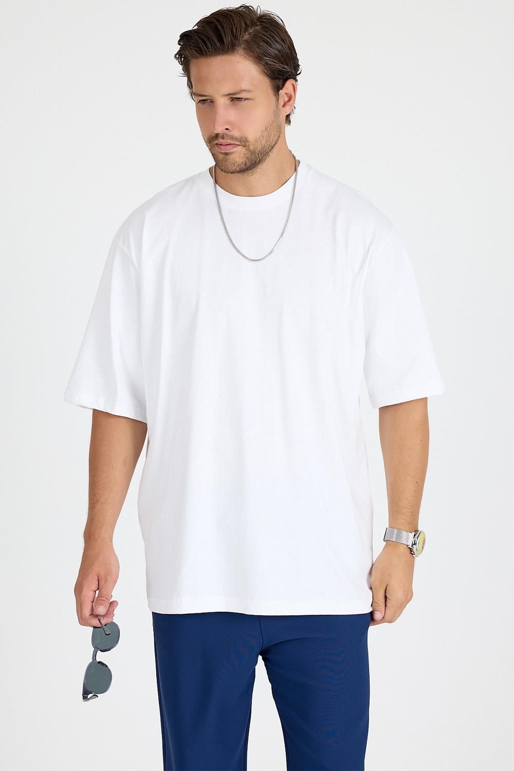 Erkek Timeless Oversize Beyaz T-Shirt