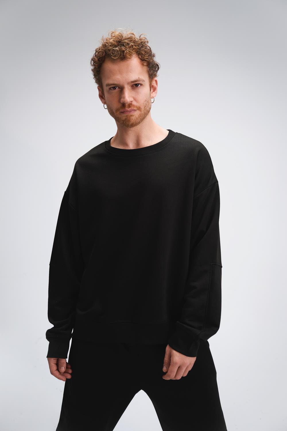 Erkek Timeless Oversize Siyah Sweatshirt