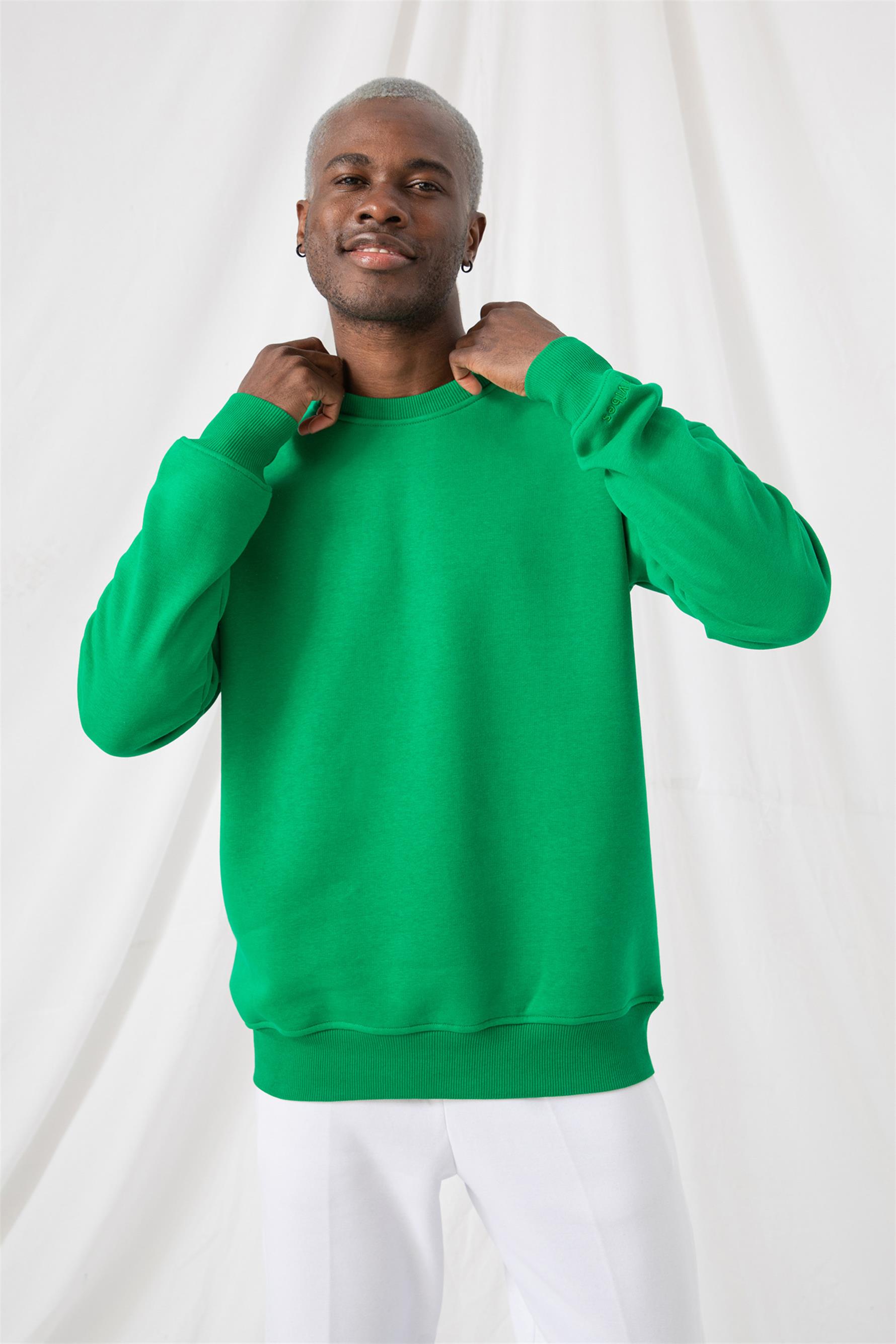 Erkek Vibe Oversize Zümrüt Yeşili Sweatshirt