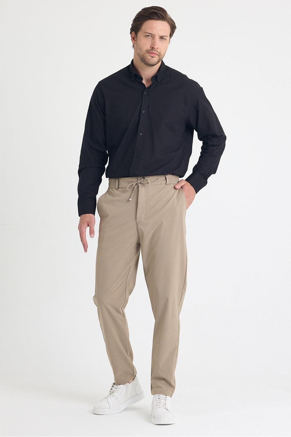 Erkek Vizon Jogger Kumaş Pantolon