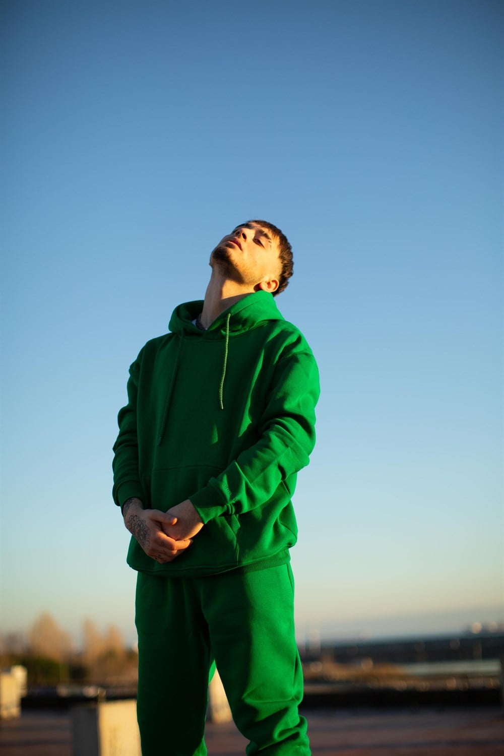 Erkek X Oversize Yeşil Hoodie Sweatshirt