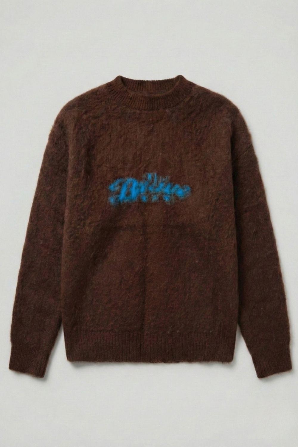 Jakarlı Kahverengi Sakallı Oversize Kazak