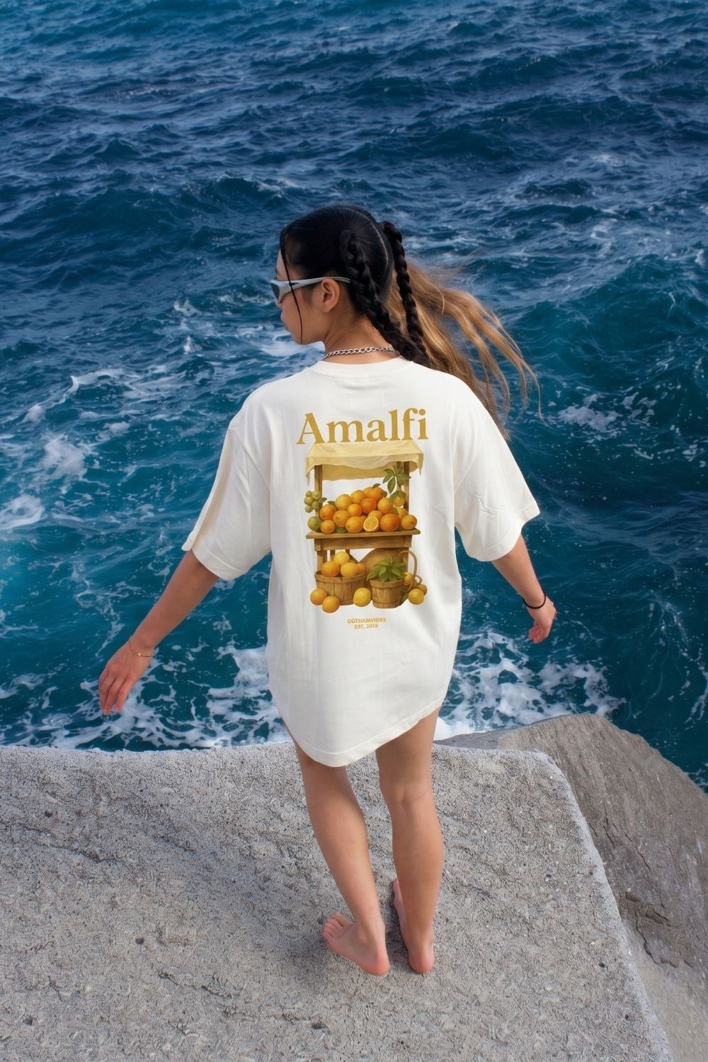 Kadın Amalfi Oversize Beyaz T-Shirt