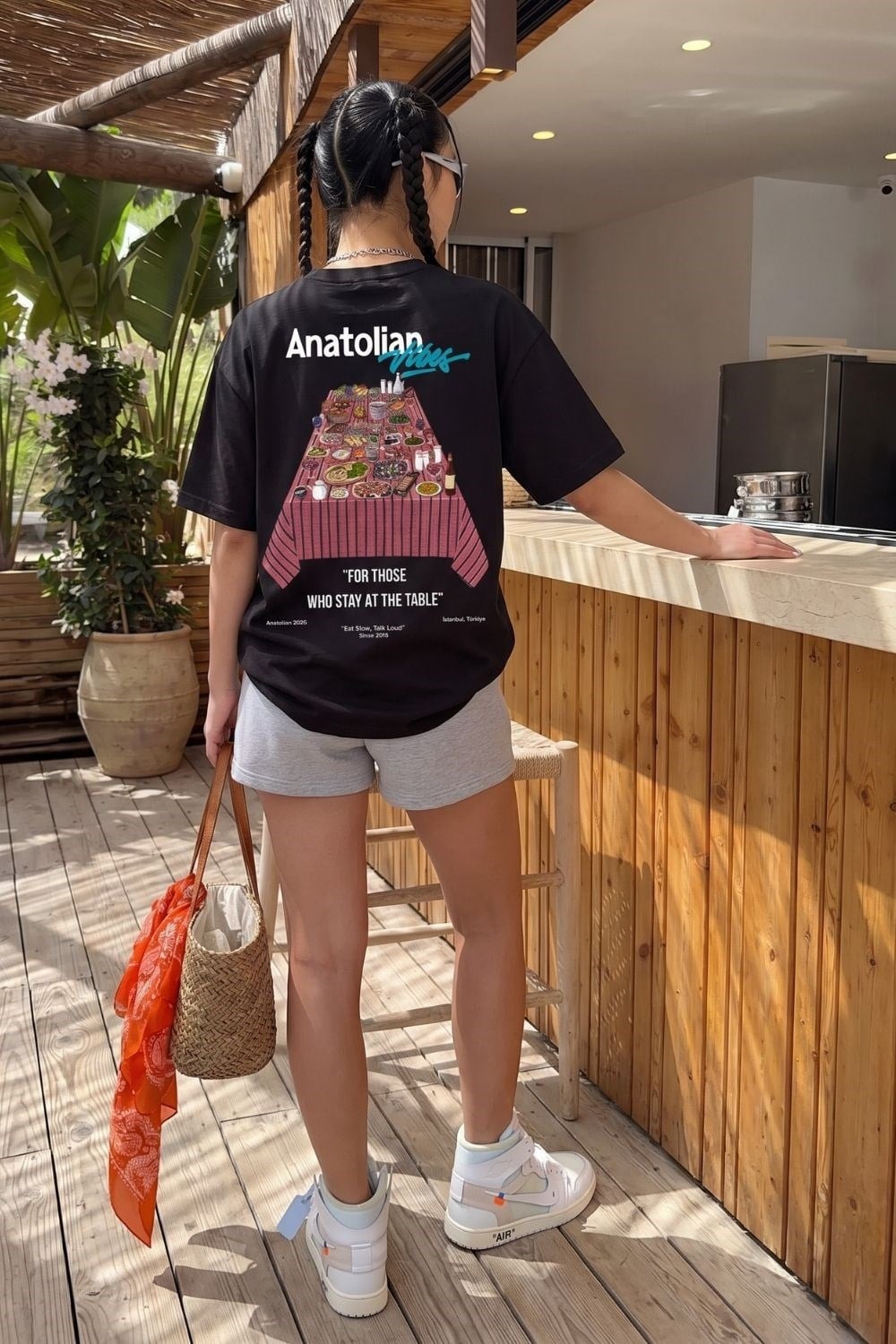 Kadın Boxy Anatolian Siyah Premium T-Shirt