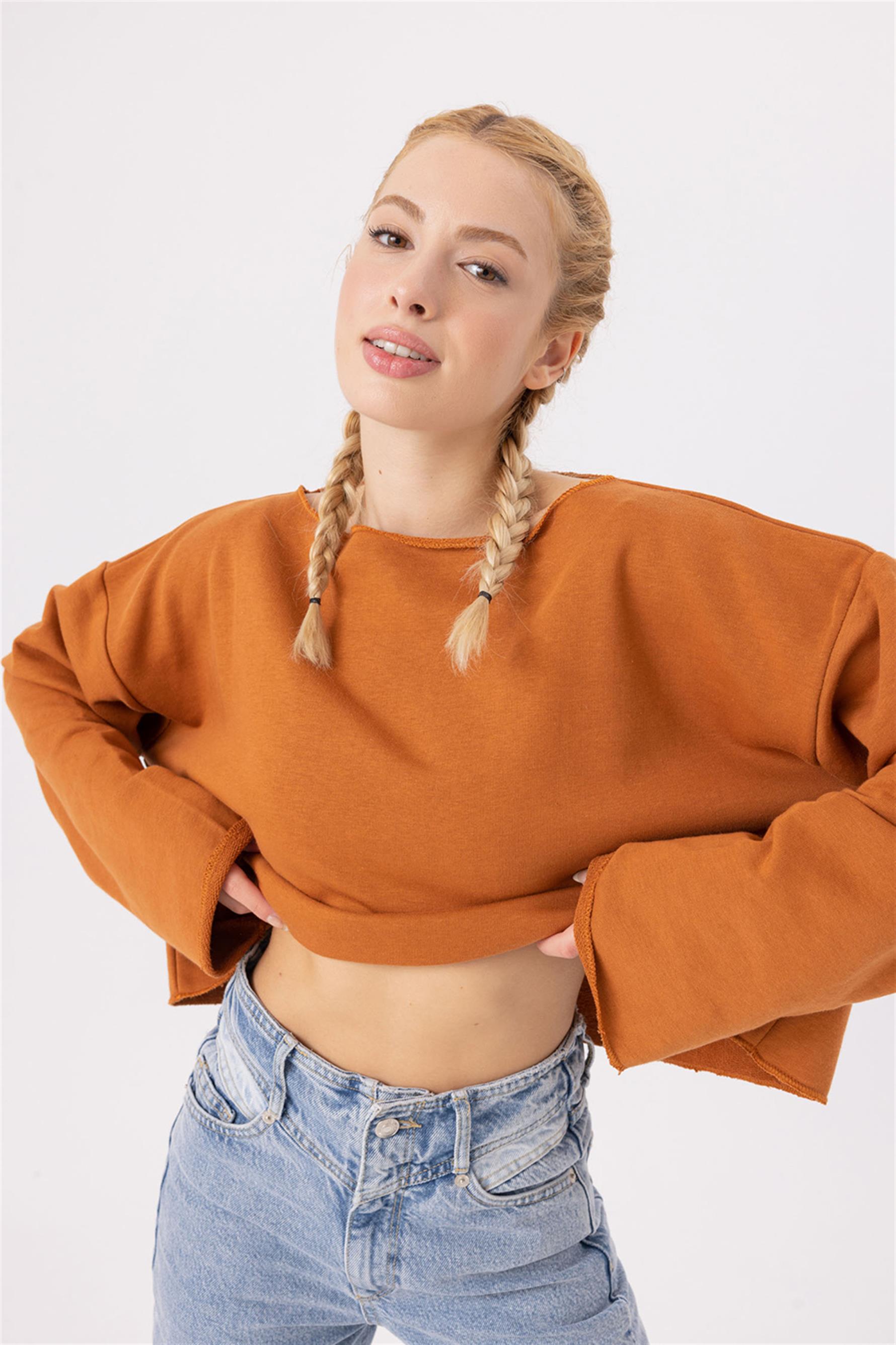 Kadın Calm Tarçın Crop Sweatshirt