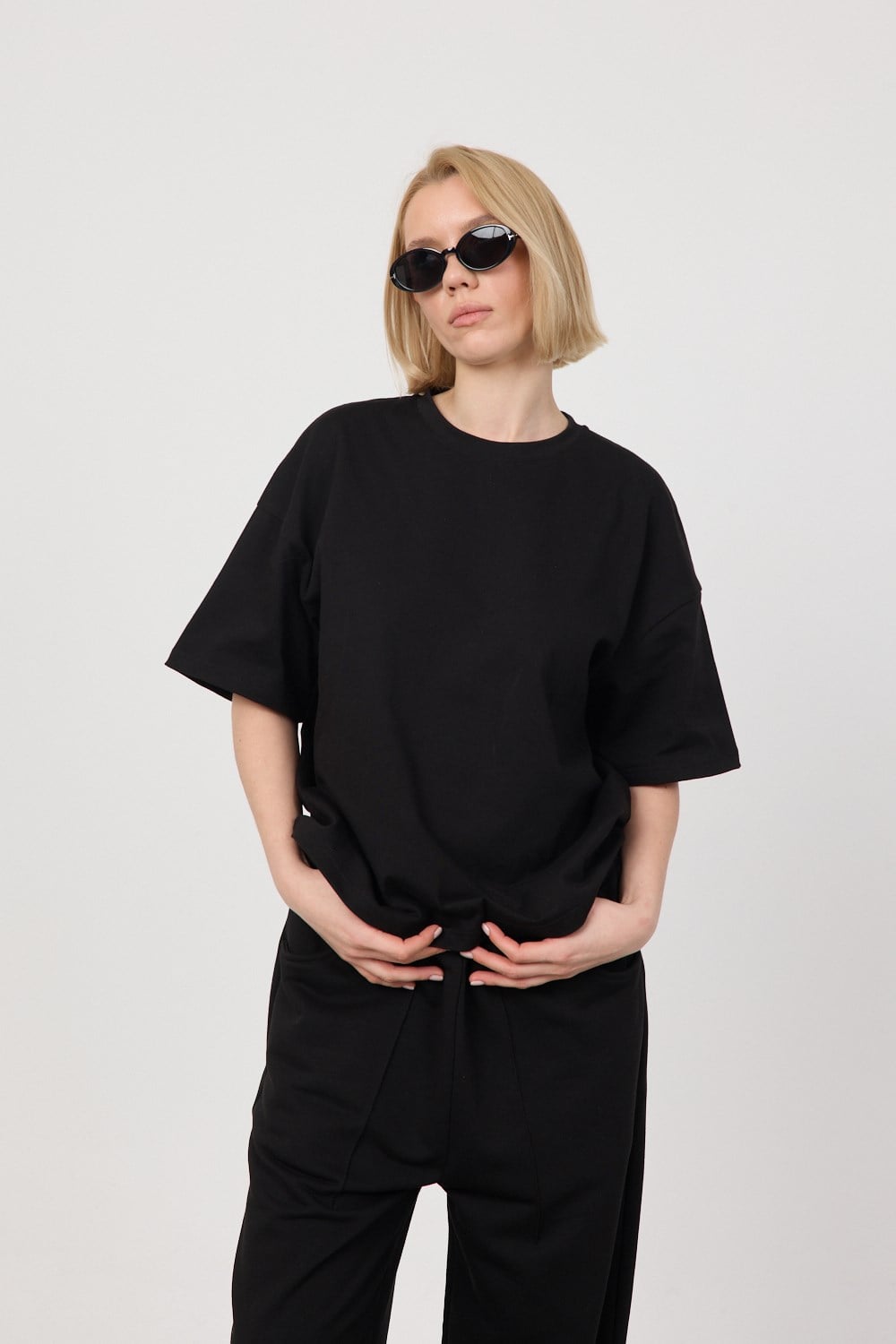 Kadın Chill Boxy Premium Siyah T-shirt