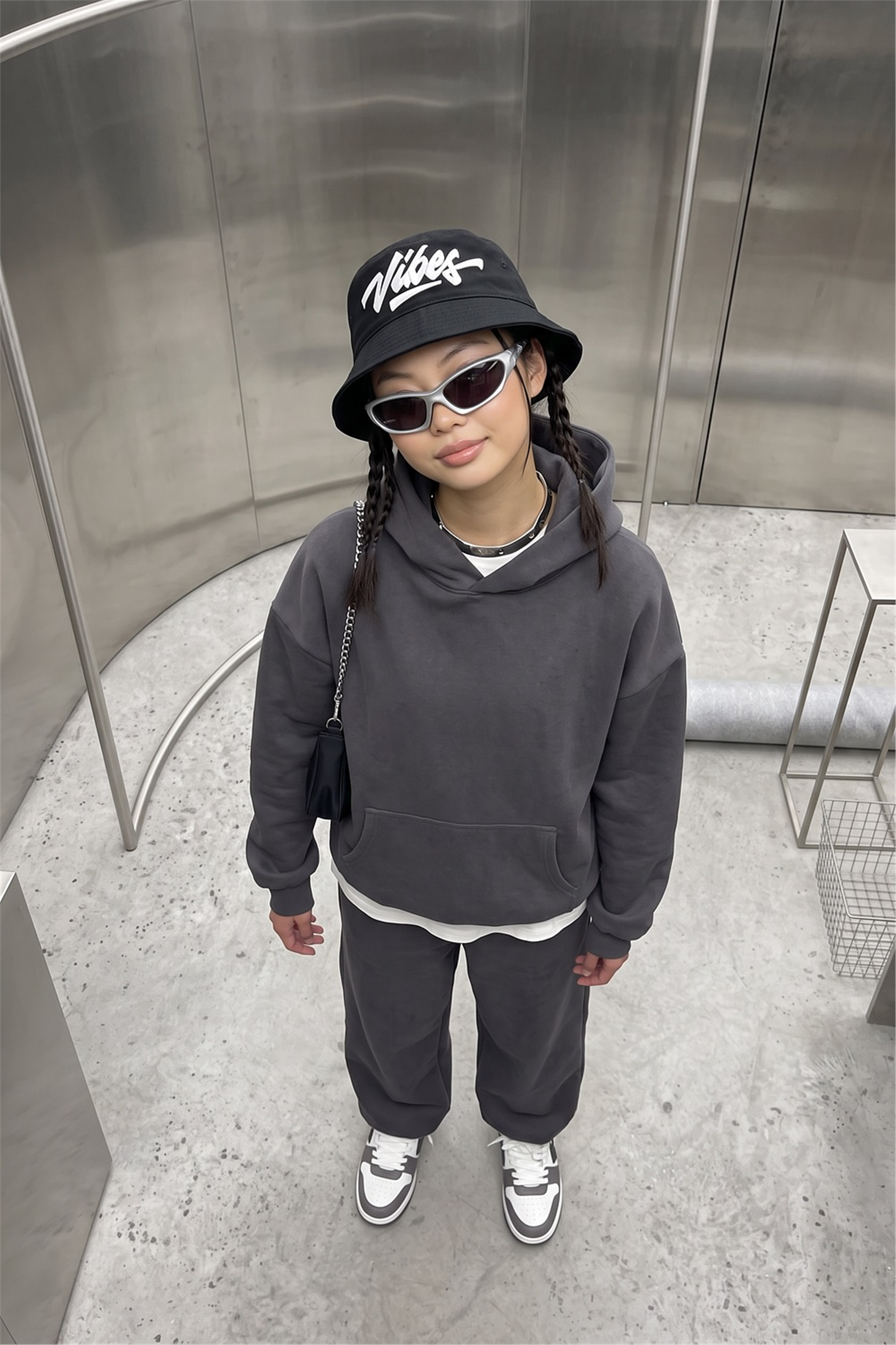 Kadın Chill Oversize Antrasit Hoodie