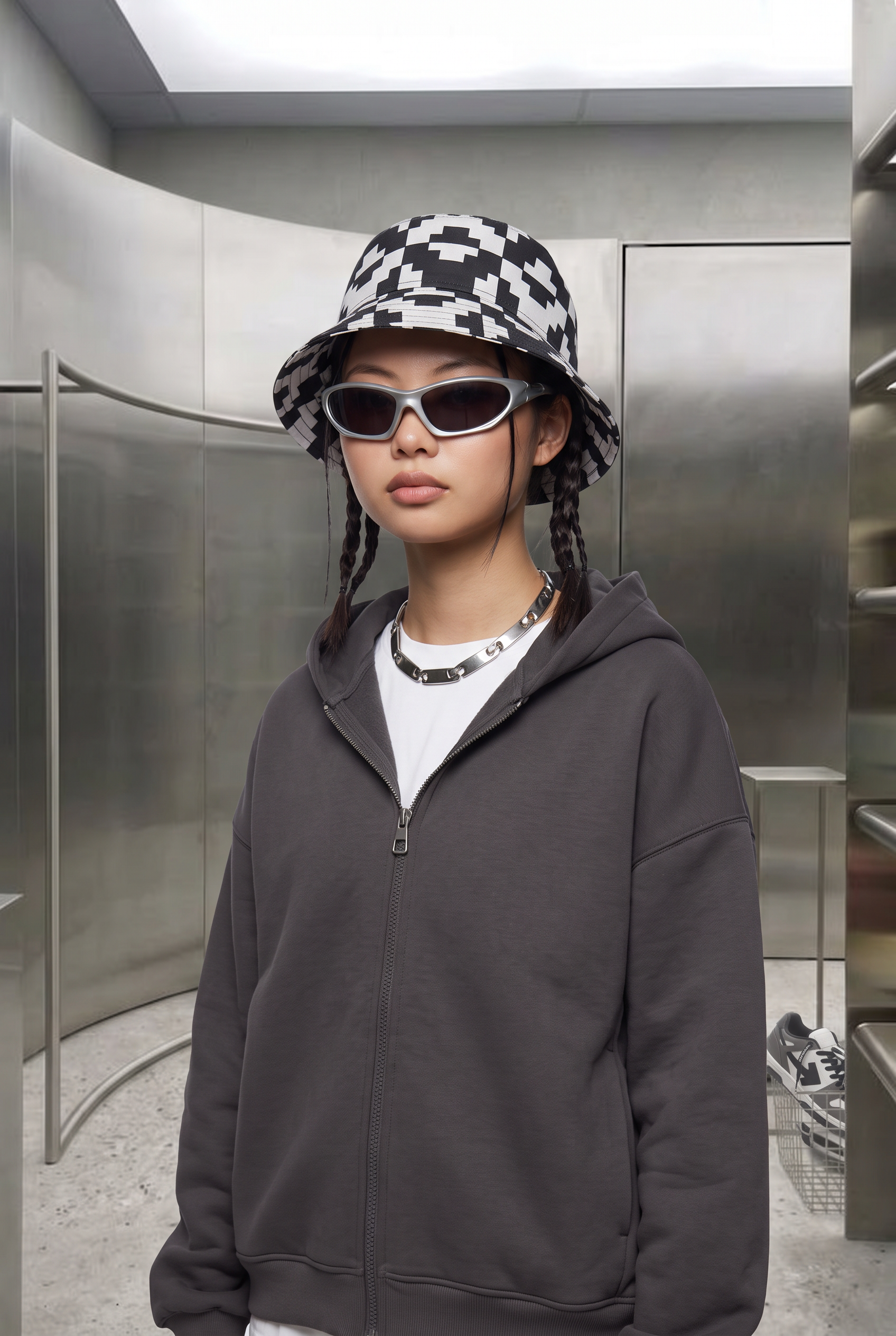 Kadın Chill Oversize Antrasit Zip Sweatshirt
