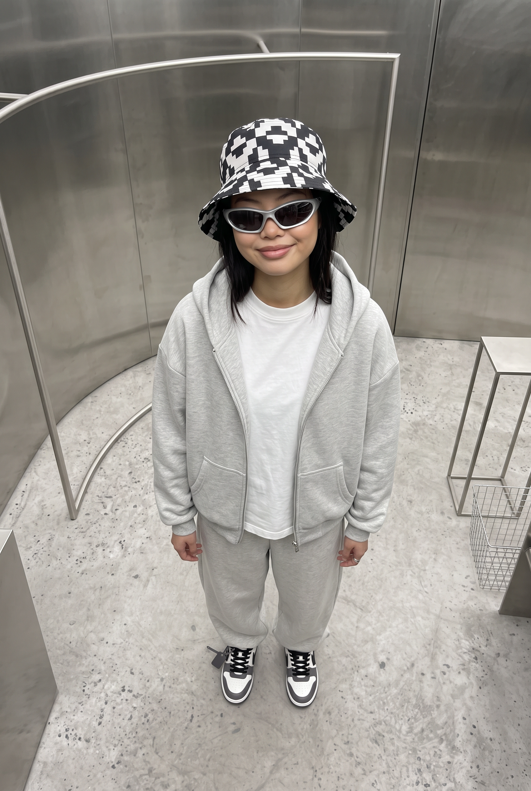 Kadın Chill Oversize Gri Zip Sweatshirt