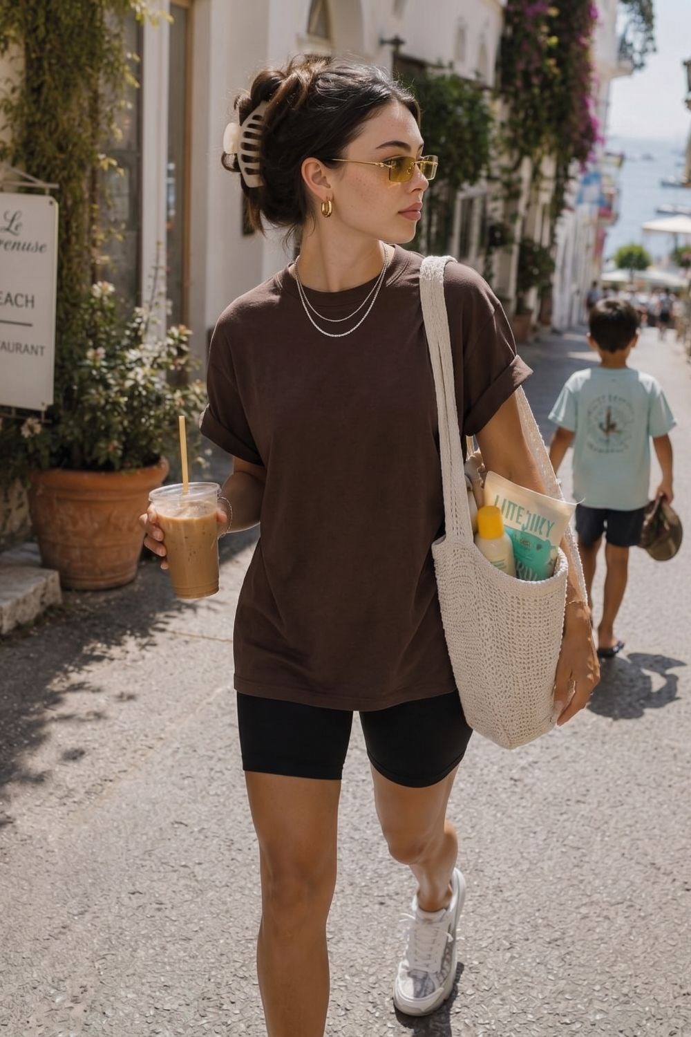 Kadın Chill Oversize Premium Kahverengi T-Shirt