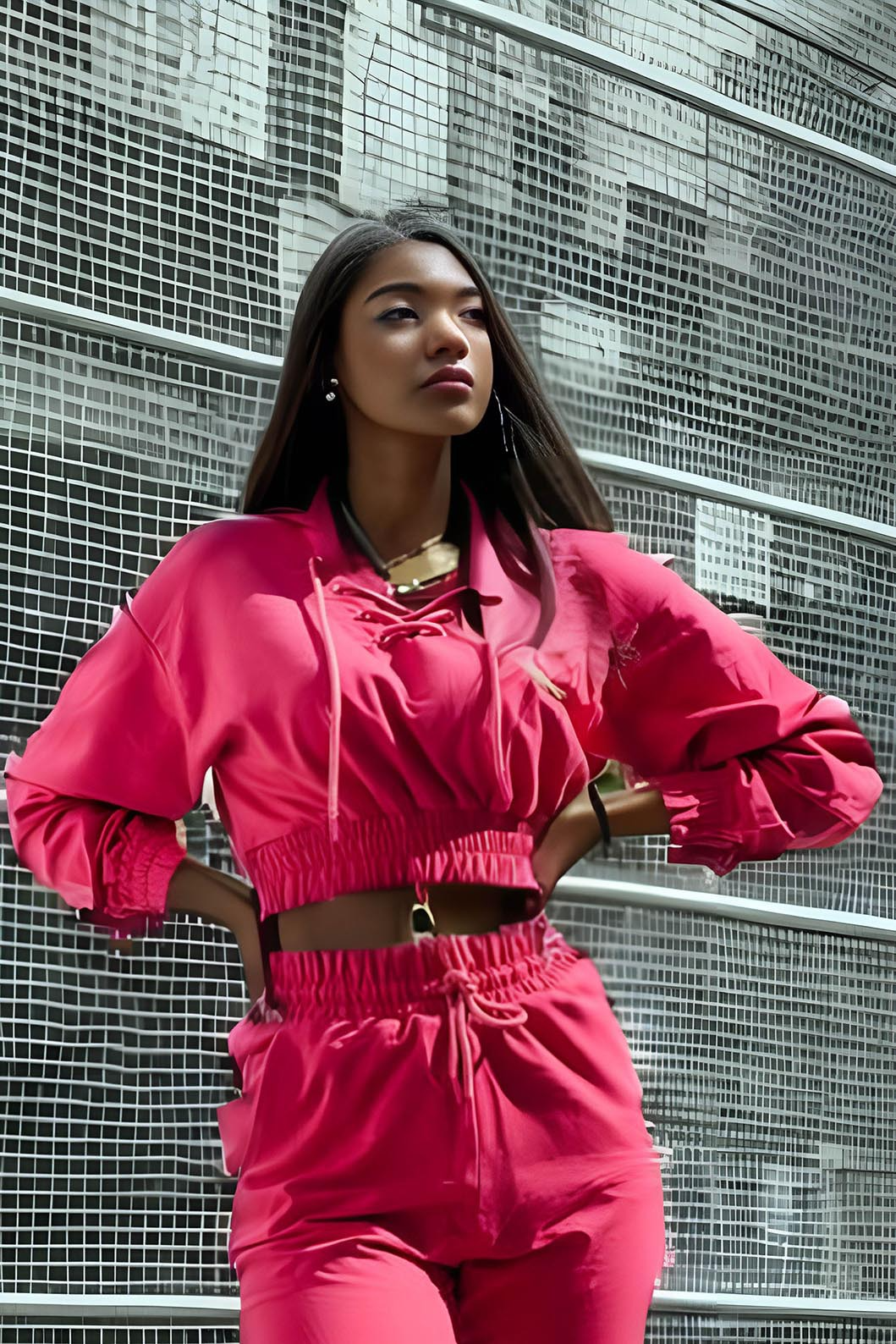 Kadın Equality Fuşya İpli Crop Sweatshirt